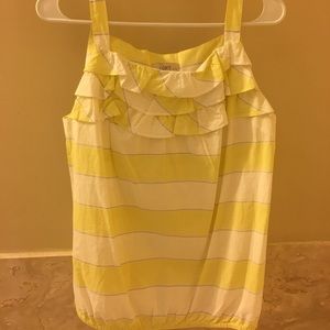 Loft yellow and white tank top